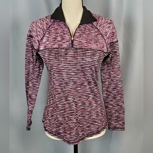 Avia long sleeve athletic top, pink and black, size XS
